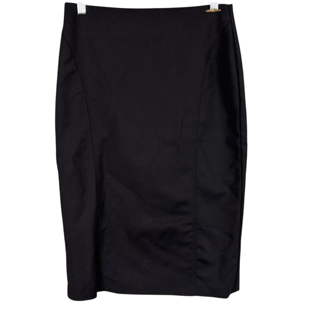 Elie Tahari Black Pencil Skirt Stretch SZ 6 Cotton Officecore Timeless Classic